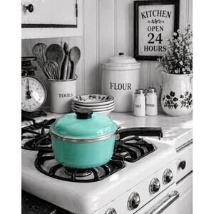 Club Aluminum Saucepan Aqua Turquoise 9" Pan w Lid Mid Century Cookware 3 Qt?